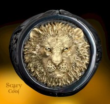 New Lions Head Lion King Gold Black Biker Mens Ring