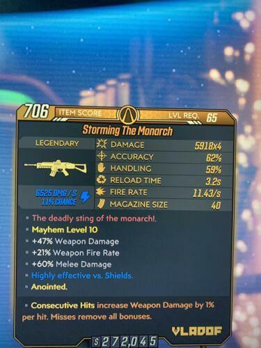 Lvl65 M10 Anointed Monarchs X8 Consecutive Hits Any Element Borderlands 3 Xbox 1 - Picture 5 of 6