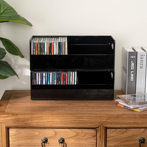 Black Acrylic Stackable CD Holder Racks, Media Storage Organizers, Set ...