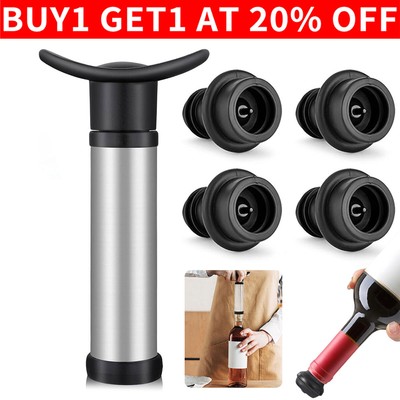 Neu Wine Saver Vacuum Pump Sealer Preserver Set with 4 Valves Champagne Stopper