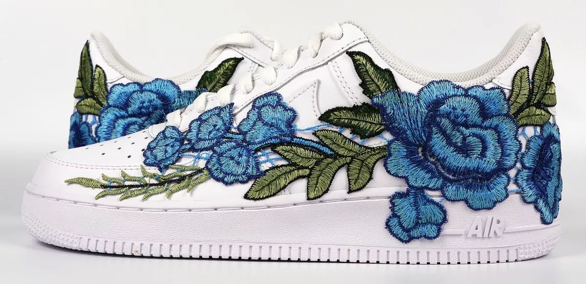 Nike Air Force 1 Blue Rose Low Flower Floral White Custom Mens