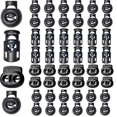 48pcs Upgraded Plastic Cord Lock, Cord Locks - Draw String Clip with Spring