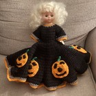 Halloween Jack O Lantern KniT Crochet Dress Doll Clothes Custom Handmade Pumpkin