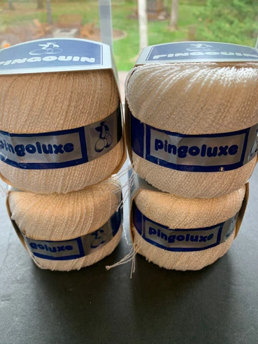 Vintage Pingouin Pingoluxe Yarn Lot 4 Skeins White 50 gr ea Acetate/Polyamide - product listing photo