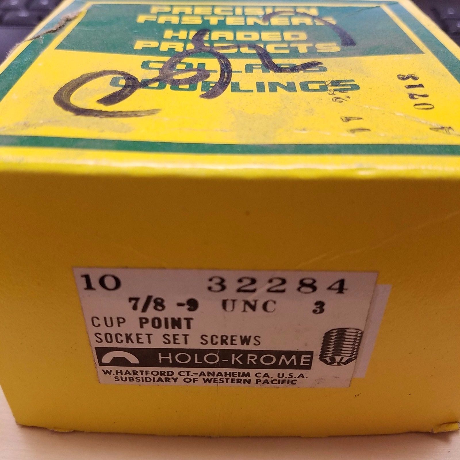 Holo Krome 7/8 9 x 1/2'' Cup Point Socket Set Screws 32284, 10 pcs