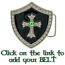 Bling Shield Heraldic Cross Belt Buckle Metal Biker Gothic Pagan UK