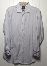 TAILORBYRD Mens Large Striped Cotton Dress Shirt Long Sleeve