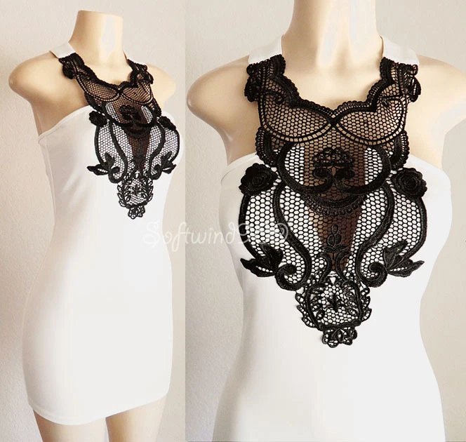 OFF WHITE NUOVO abito body avorio bianco sporco nero pizzo inserto supporto SEXY maglia subacquea CLUB