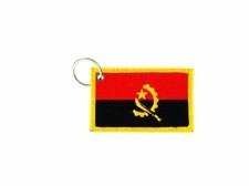 Keychain keyring embroidered embroidery patch double sided flag angola