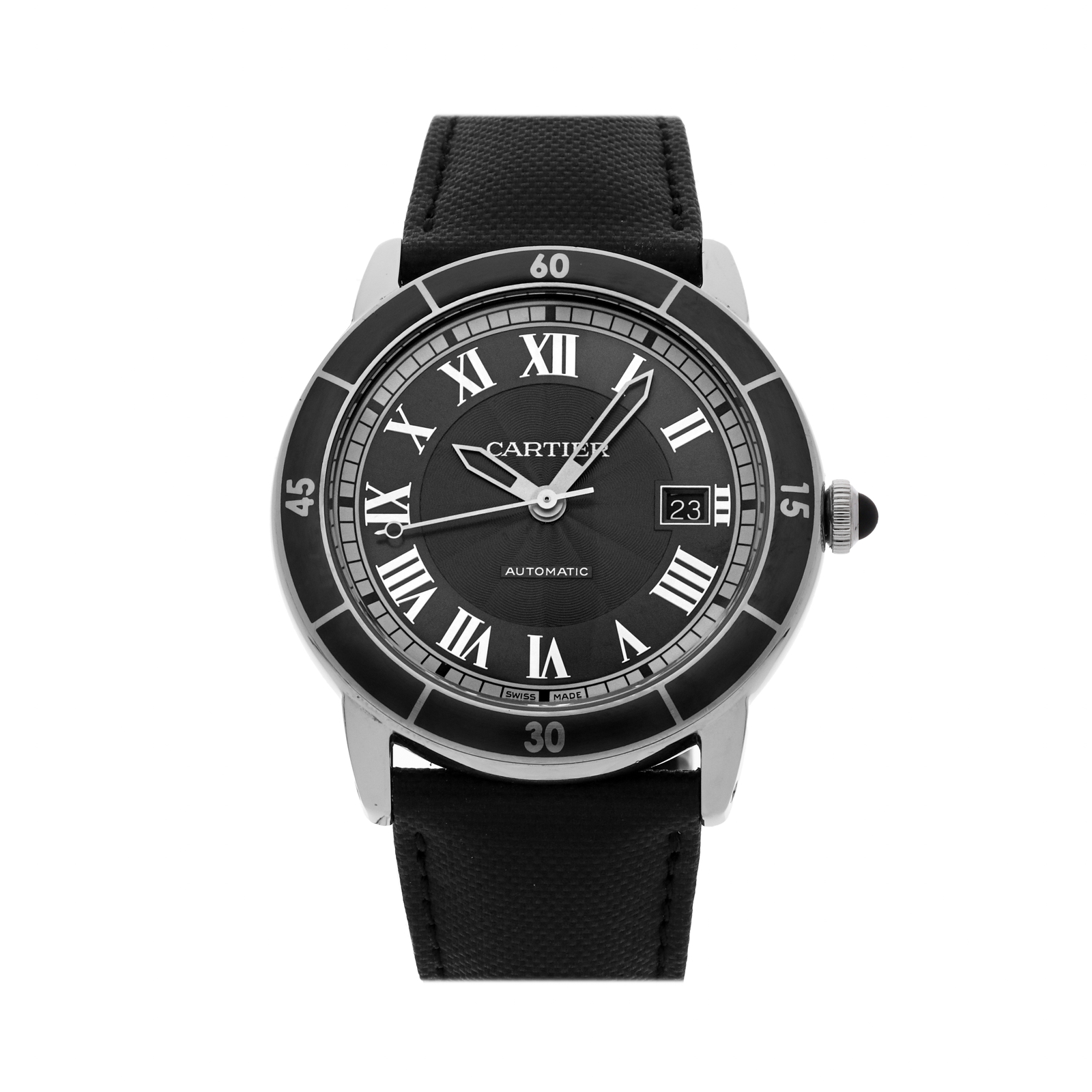 Cartier Ronde Croisiere Automatic 42mm Steel Mens Strap Watch Date