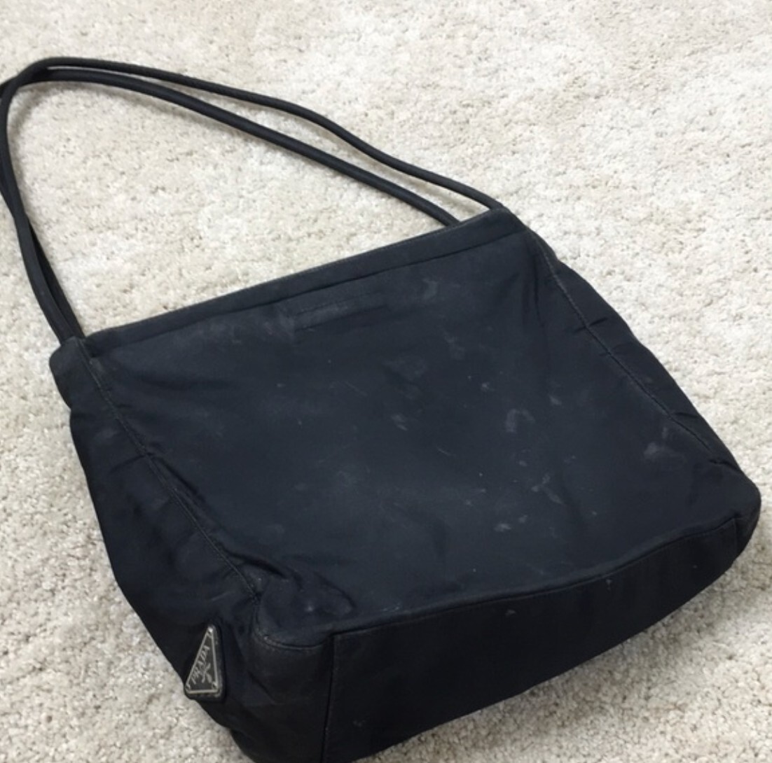 100 authentic USED nylon old school Prada tote black Gem