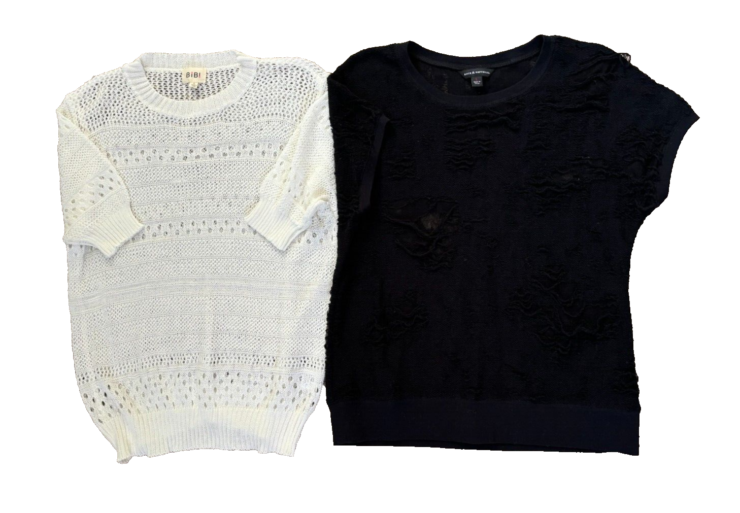LOT of 2! Womens Size Large Bibi White Sweater Rock & Republic