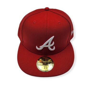 New Era Atlanta Braves 59Fifty Scarlet Red Fitted Hat | eBay