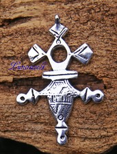 Tribal Kettenanhänger, Tuareg Kreuz aus Messing - versilbert - Tuaregschmuck