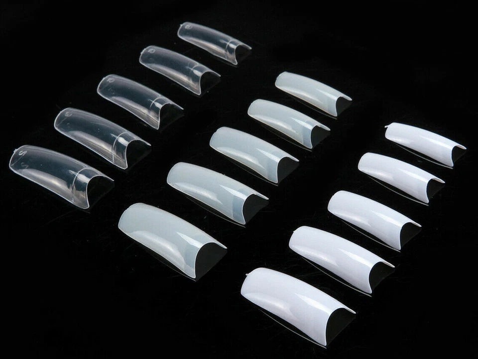 500 piezas puntas de uñas de ataúd largas cuadradas francesas uñas postizas transparentes EE. UU. Foto 3 de 4