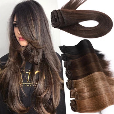 100% Echthaar Clip In Remy Haarverlangerung Extensions Glatt/8 Tressen*Dick 100G - Bild 1 von 4