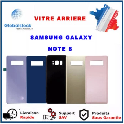 GLOBALSTOCK VITRE ARRIERE POUR SAMSUNG GALAXY NOTE 8 Violet Bleu Noir Or Rose Argent+adhésif