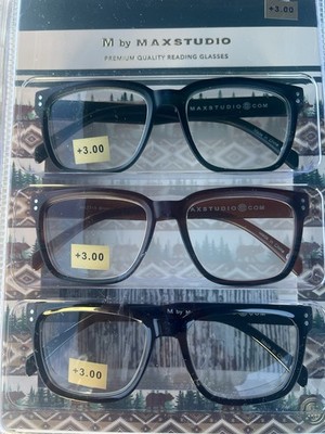 M by Maxstudio.com +3.00 Reading Glasses 3 Pairs BOXED 