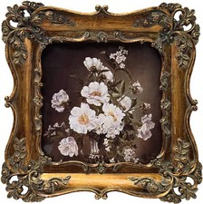 4x4 Small Vintage Picture Frame, Antique Bronze Gold Ornate Square Photo Frame..