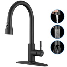 Matte Black Kitchen Faucets with Pull Down Sprayer - 1 or 3 Hole