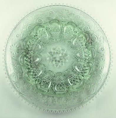 Tiara Deviled Egg Dish Platter Chantilly Green Sandwich 12  Sawtooth Vintage