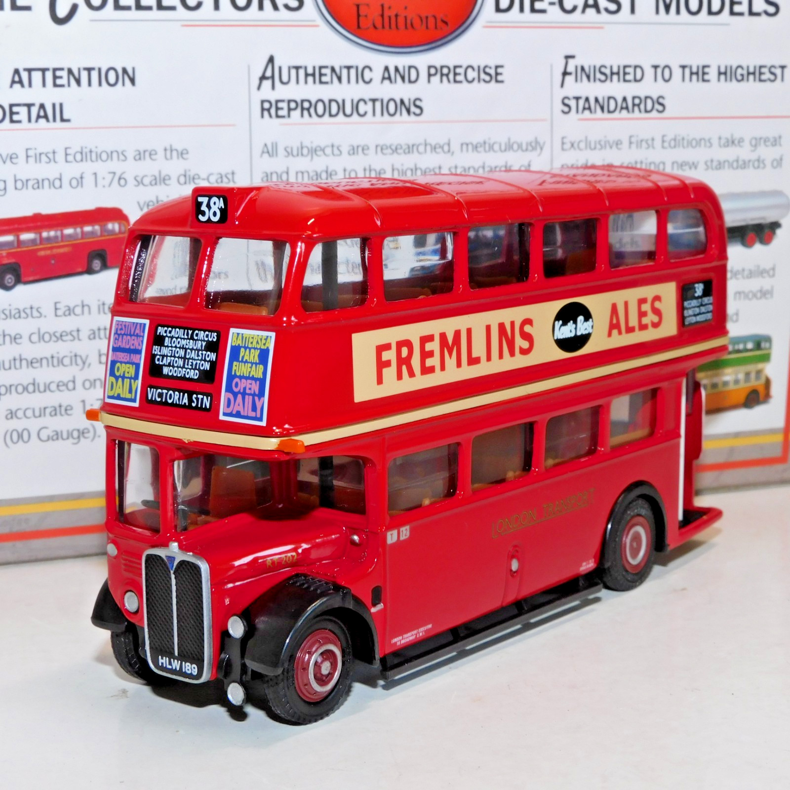 EFE AEC RT BUS LONDON TRANSPORT ROUTE 38A VICTORIA STATION 1/76 16407