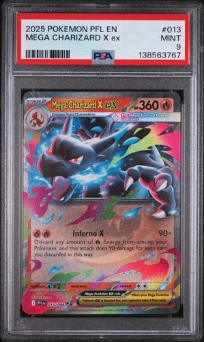 2025 POKEMON PFL EN-PHANTASMAL FLAMES #013 MEGA CHARIZARD X EX PSA 9