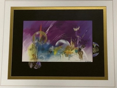 Claus Schenk German Artist  Land of dreams I  Space Age Future Cityscapes 24x21