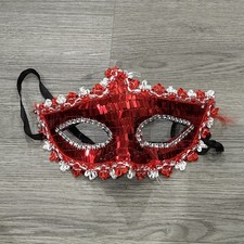 Red  White Sequined Magical Beautiful Masquerade Ball Mask