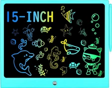 LCD Writing Tablet for Kids, 15 Inch Colorful Electronic Doodle Board for Kids A