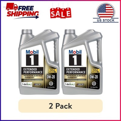 (2 pack) Mobil 1 Extended Performance Full Synthetic Motor Oil 0W-20, 5 Quart