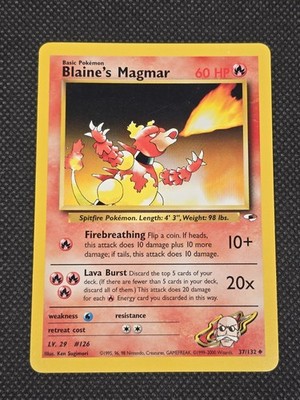 POKEMON TCG Blaine's Magmar 37/132 Gym Heroes Set - Uncommon - LP