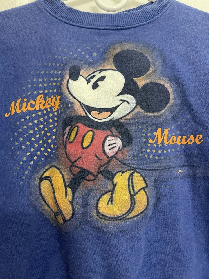 DISNEY Mickey Mouse Crewneck Sweatshirt, small 7/8 Blue, Long Sleeve, Graphic - Image 2 of 4