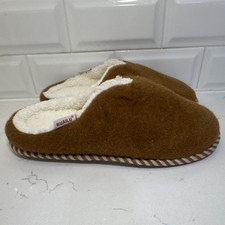 Kuailu Women  s Brown Faux Fur Scuffs  Mules Slippers Slip On Comfort Size 11