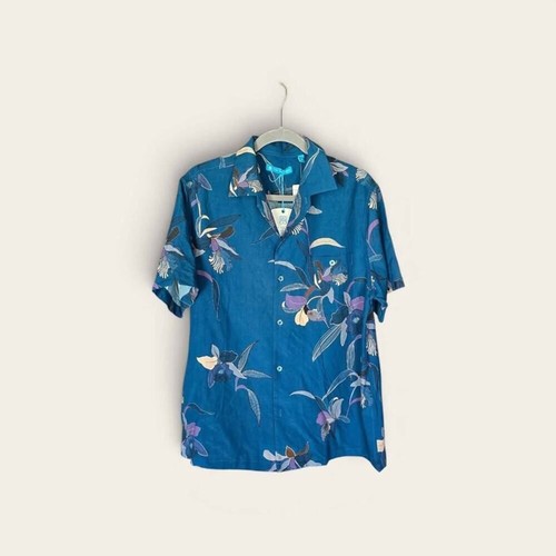 Tori Richard Men M Blue Floral Hawaiian Shirt New With Tags