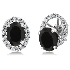 925 Sterling Silver Onyx Stud Earrings with Removable Jackets For Women (2.70