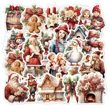 Vintage Christmas Stickers Pack 108pcs Holiday Watercolor Decals Scrapbooking...