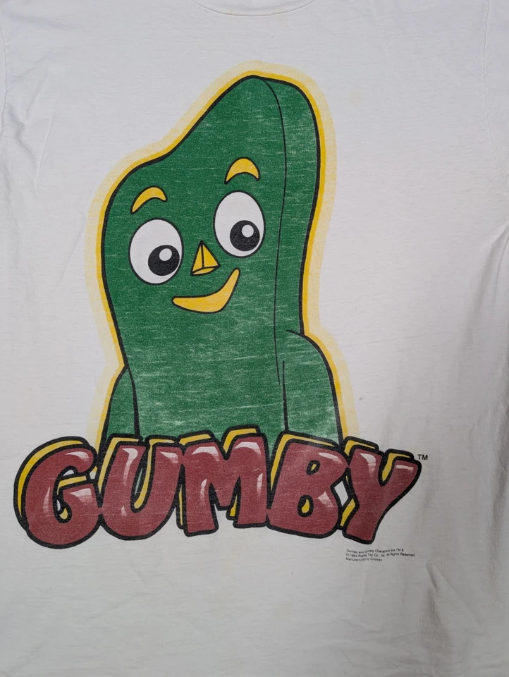 Camiseta vintage 1994 Cronies Gumby puntada única mediana años 90 dibujos animados en arcilla Foto 4 de 4