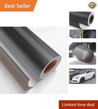 3D Carbon Fiber Film Twill Weave Vinyl Sheet Roll Wrap  12" X 60" Black