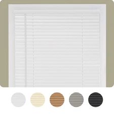 Cordless Window Blinds Mini Blinds 1" Black White Alabaster Wood Vinyl Blind