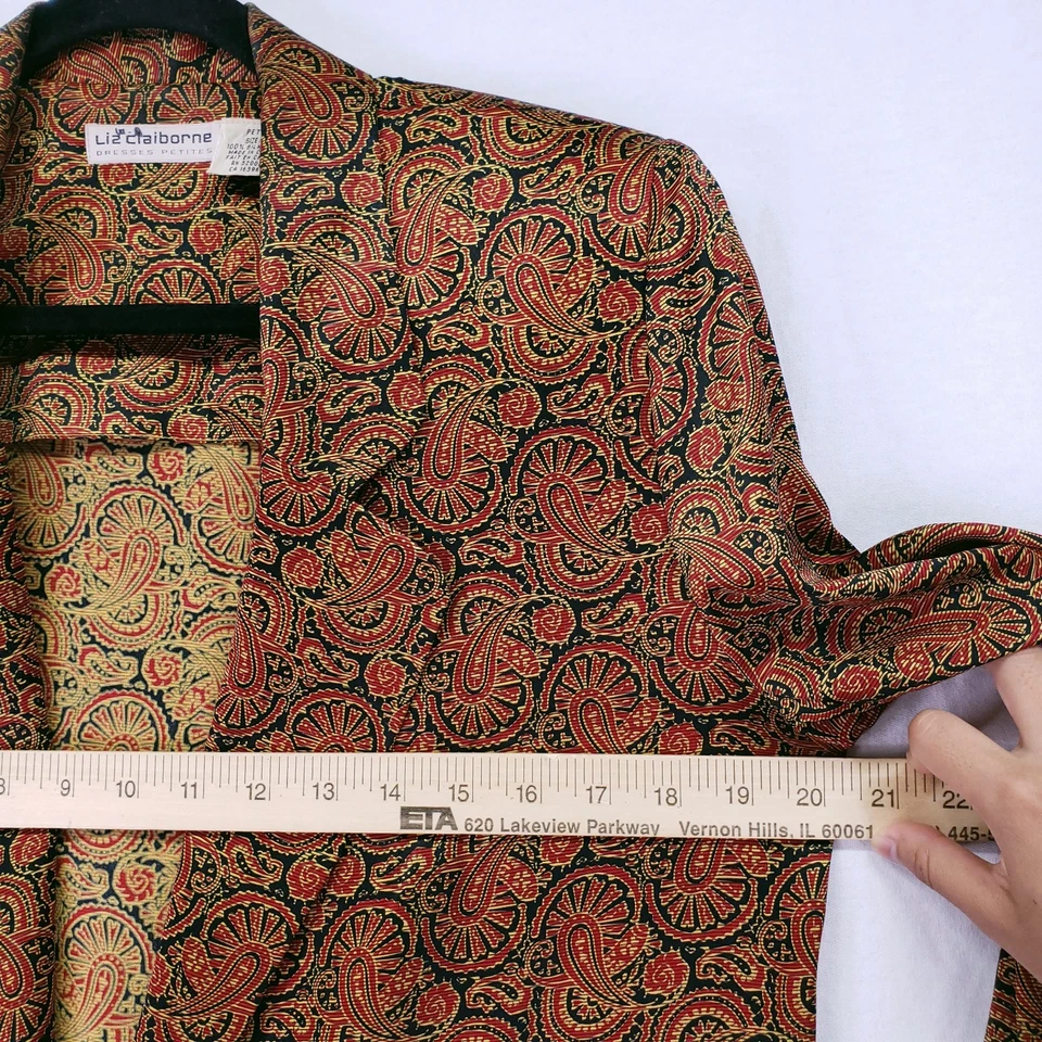 Blazer Traje Chaqueta Vintage Liz Claiborne Multicolor Seda Paisley Y2K Petite 8 Foto 4 de 4