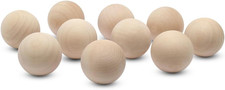 1-3/4 Inch Small Wood Balls, Pack of 10 Wooden Balls for Crafts and DIY Project,