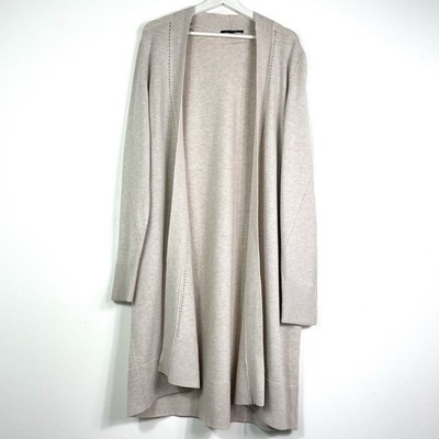 Comma Strickjacke Cardigan Gr.L Damen Beige Grau Longcardigan Offen Damenjacke