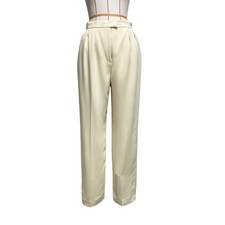 Vintage Rena Rowan Womens Size 8 Ivory Yellow High Waist Slacks