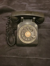 Vintage BELL SYSTEM WESTERN ELECTRIC Black Rotary Telephone  Desk Metal  1960s