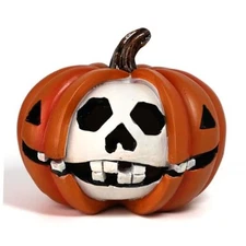 Halloween Resin Jack O Lantern Figurine, Non-Light Up Pumpkin Lantern Statue, 