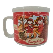 Houston Harvest Fall & Winter Scene Campbells Soup Ceramic Seasons Mug Cup 1998