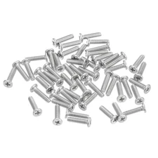 100Pcs M1.6-0.35 x 6mm Metal Flat Round Head Screws Phillips Drive Machine Bolt