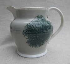 Antique Pearlware Mochaware Pitcher with Rare Green Tree Decoration