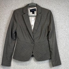 Ann Taylor career wear blazer size 2 brown plaid single button notched lapels